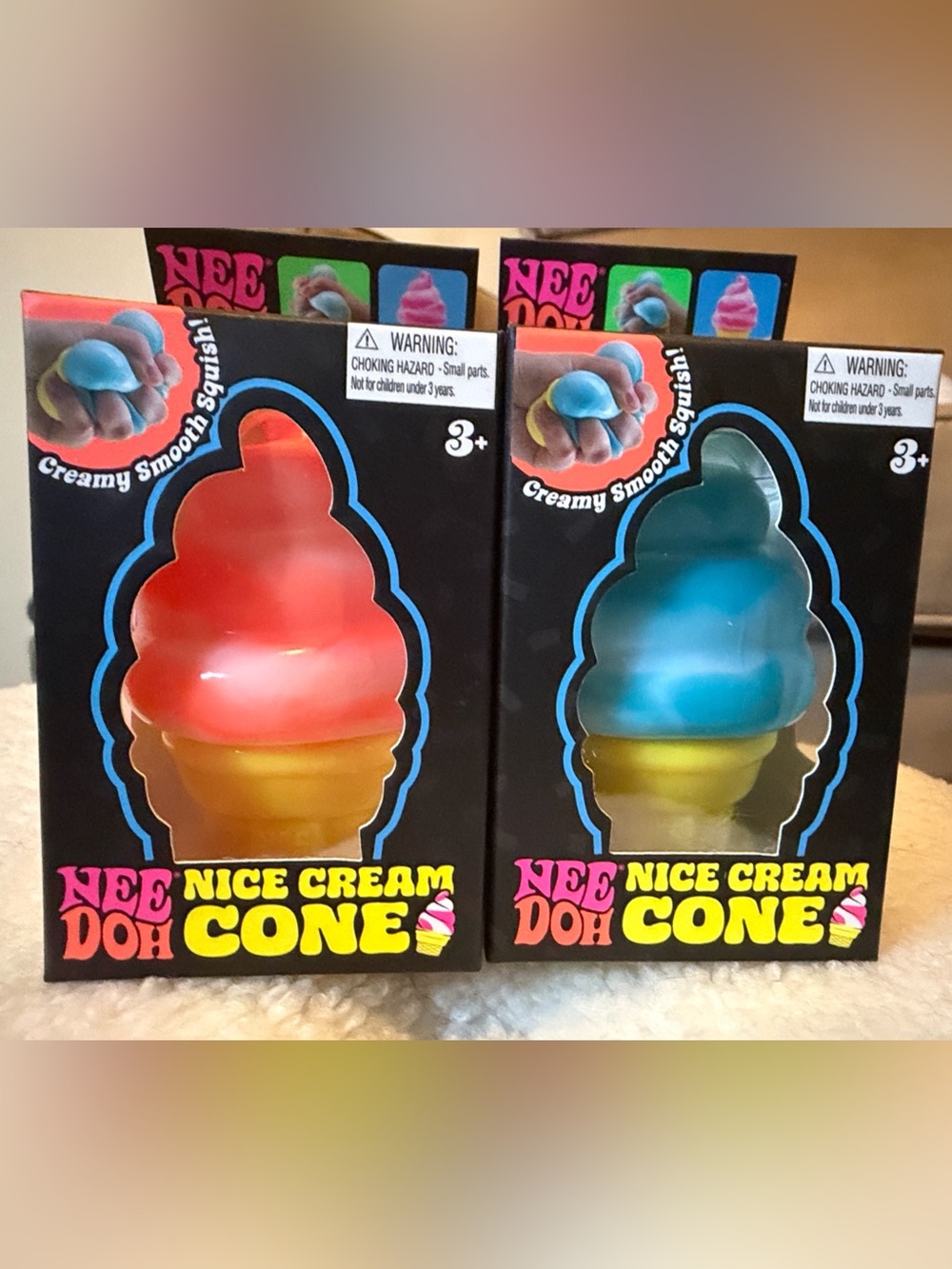 NeeDoh Nice Cream Cone Soft Squishy Fidget Toy - Orange and Blue -sold separatey
